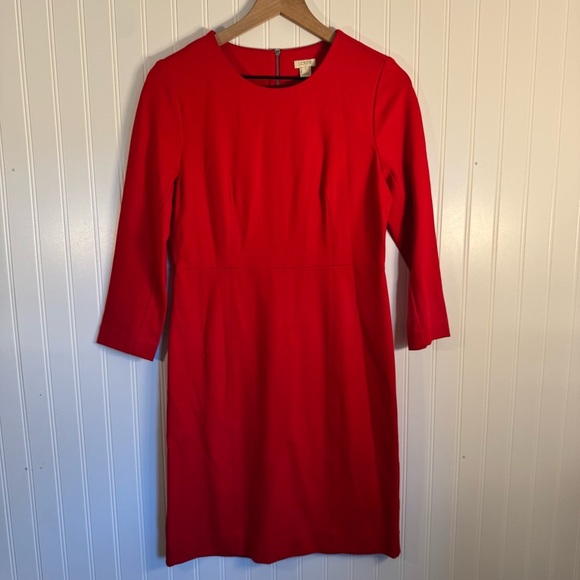 J. Crew Women’s Classic Red Sheath Dress 3/4 Sleeve Size 4 - Picture 1 of 10